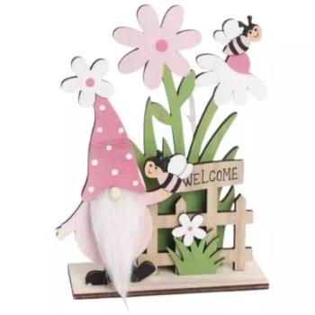 Orrszakáll manó virágokkal asztali dísz - 19 x 13 cm kép