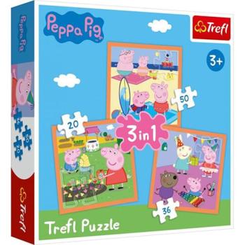 Peppa malac: A leleményes Peppa 3 az 1-ben puzzle - Trefl kép