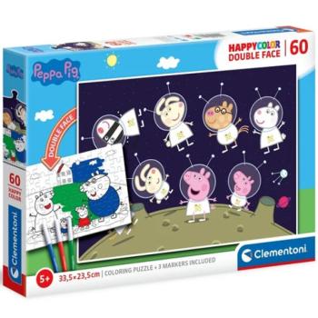 Peppa malac kétoldalú színezhető puzzle 60db-os - Clementoni kép