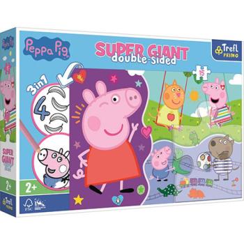 Peppa malac Super Giant kétoldalas 3 az 1-ben puzzle 15db-os - Trefl kép