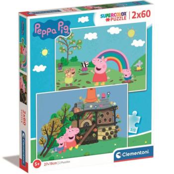 Peppa malac Supercolor 2 az 1-ben 2x60db-os puzzle - Clementoni kép