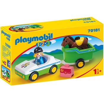 Playmobil: Kisautó lószállító pótkocsival (70181) kép