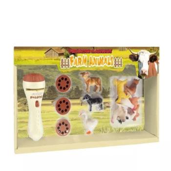 Projektoros zseblámpa állatfigurákkal - farm kép