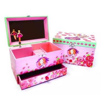 Rózsa mintás zenélő, tükrös ékszerdoboz kép