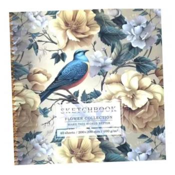 Sárga virágos vázlatfüzet - 20 x 20 cm-es, 40 lapos kép