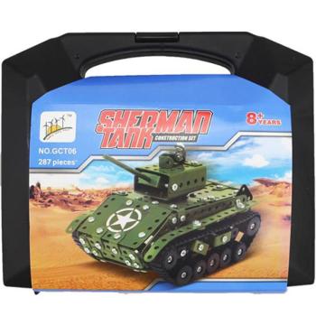 Sherman tank modell fém építőjáték 287db-os szett bőröndben kép