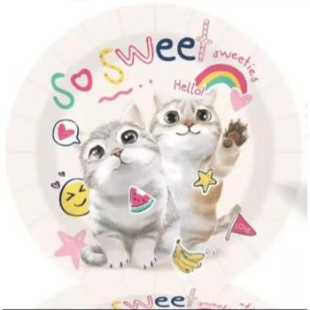 So Sweet! Cica mintás papírtányér - 10 db-os kép