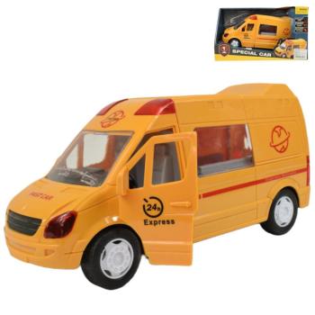 Special Car: Sárga express futárautó fénnyel és hanggal, lendkerekes funkcióval24cm kép