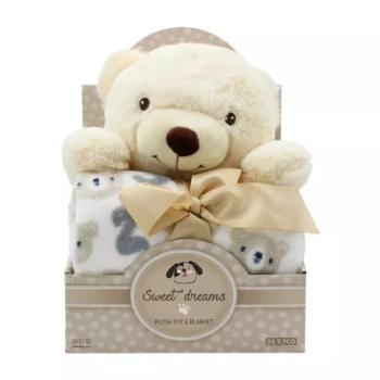 Sweet Dreams: Macis ajándékszett takaróval, krémszín kép