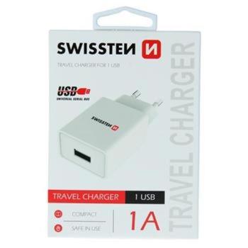 Swissten: Hálózati töltő adapter - 1 USB port, 1 A, fehér kép