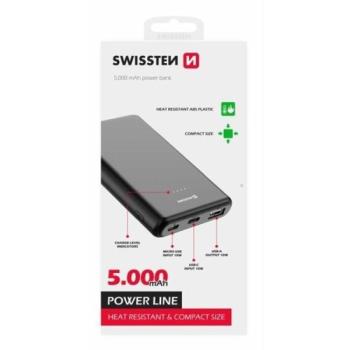 Swissten: Power Line power bank - fekete kép