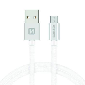 Swissten: USB/mikro USB adatkábel, ezüst-fehér, 1,2 méter kép