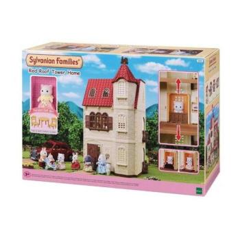 Sylvanian piros tetős, emeletes, tornyos ház kép