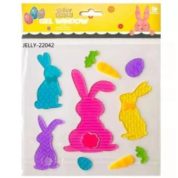 Színes nyulak ablakzselé - 20 x 25 cm kép