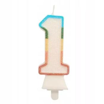 Színes számgyertya csillámmal, 8,5 cm - 1 kép