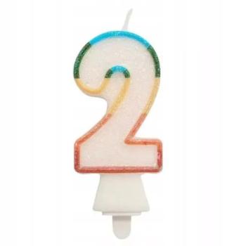 Színes számgyertya csillámmal, 8,5 cm - 2 kép