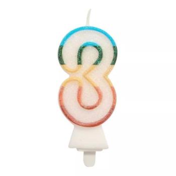 Színes számgyertya csillámmal, 8,5 cm - 3 kép
