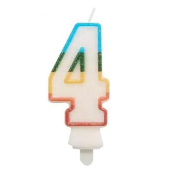 Színes számgyertya csillámmal, 8,5 cm - 4 kép