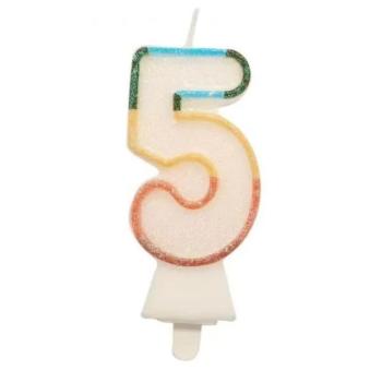 Színes számgyertya csillámmal, 8,5 cm - 5 kép
