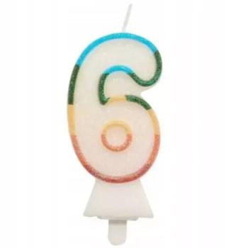 Színes számgyertya csillámmal, 8,5 cm - 6 kép