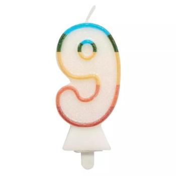 Színes számgyertya csillámmal, 8,5 cm - 9 kép