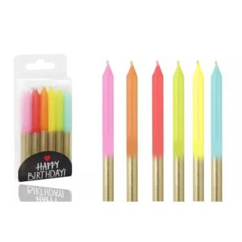Születésnapos gyertya, metál színű - 6 db-os kép