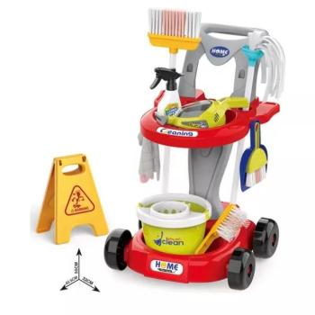 Takarító kocsi játékszett – piros, 20 db-os kép