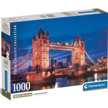 Tower Bridge éjjel HQC 1000db-os puzzle poszterrel - Clementoni kép