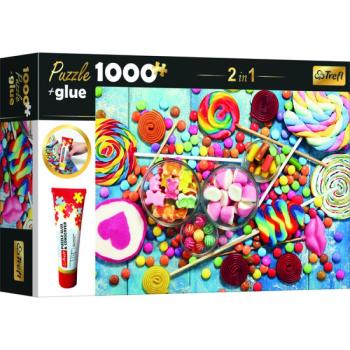 Trefl: Édességek puzzle - 1000 darabos + ragasztó kép