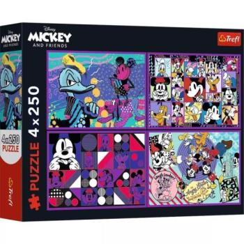 Trefl: Mickey egér és barátai - 4 x 250 darabos puzzle kép