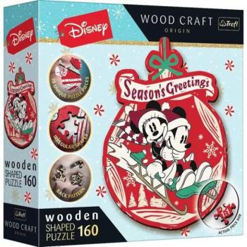 Trefl Puzzle Wood Craft: Disney, Mickey és Minnie karácsonya - 160 darabos puzzle fából kép