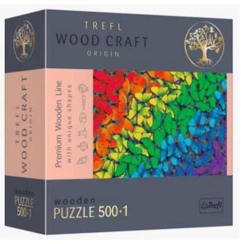 Trefl Puzzle Wood Craft: Szivárvány pillangók – 500+1 darabos puzzle fából kép