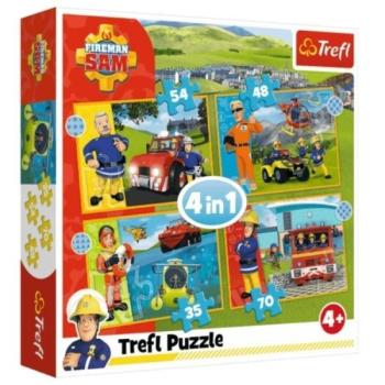 Trefl: Sam, a bátor tűzoltó 4 az 1-ben puzzle - 35, 48, 54, 70 darabos kép