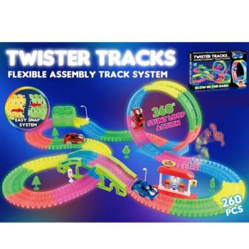 Twister Tracks 260 db-os fluoreszkáló pálya szett autóval kép