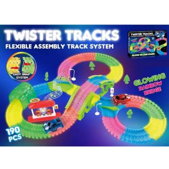 Twister Tracks fluoreszkáló 190 db-os pálya szett autóval kép