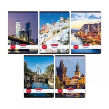 Város mintás A5-ös négyzetrácsos füzet, 27-32 - többféle kép