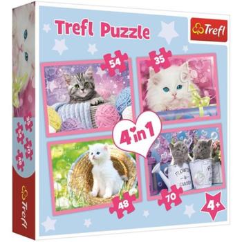 Vicces cicák 4 az 1-ben 70-54-48-35db-os puzzle - Trefl kép