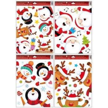 Vidám hangulatú karácsonyi ablakmatrica csillámmal, 30 x 42 cm - többféle kép