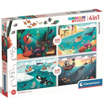 Víz alatti világ 4 az 1-ben Supercolor puzzle 2x60 és 2x20 db-os - Clementoni kép