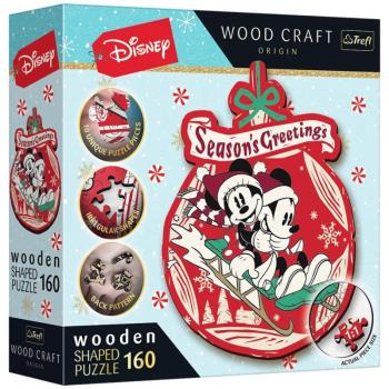 Wood Craft: Disney - Mickey és Minnie Karácsonya 160 db-os prémium fa puzzle - Trefl kép