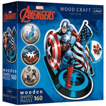 Wood Craft: Marvel - Amerika kapitány 160 db-os prémium fa puzzle - Trefl kép