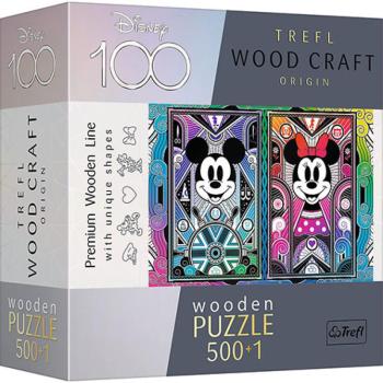 Wood Craft: Mickey és Minnie egér fa puzzle 500+1db-os - Trefl kép