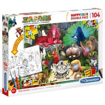 Zafari Double 2 az 1-ben 104db-os színezhető kétoldalas puzzle - Clementoni kép