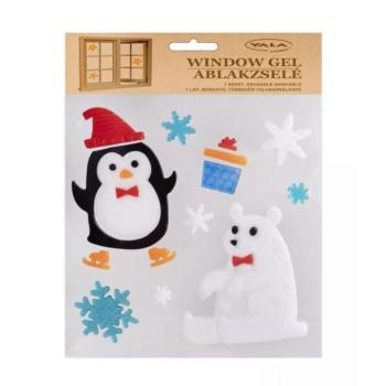 Ablakzselé jegesmedve és pingvin mintákkal - 20 x 25 cm kép