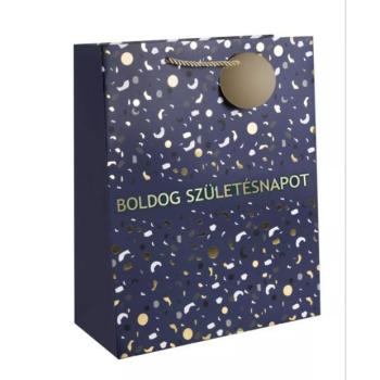 Ajándéktasak Boldog Születésnapot felirattal, 11 x 14 cm - Kék kép