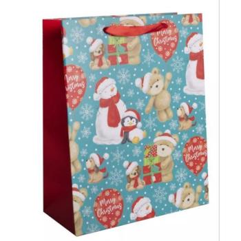 Ajándéktasak karácsonyi állatok mintával - 18 x 23 cm kép