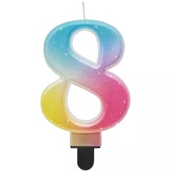 Beauty and Charm: Szivárvány színű pasztell számgyertya - 8 kép