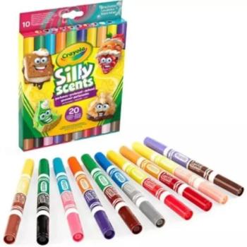 Crayola Silly Scents: Kétoldalú, tompahegyű filctoll készlet - 10 db-os kép