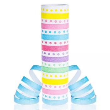 Csíkos és pöttyös szerpentin, pasztell - 18 x 4 m kép