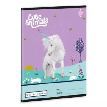 Cute Animals: Unikornis mintás vonalas füzet - 3. osztályos, A5 kép